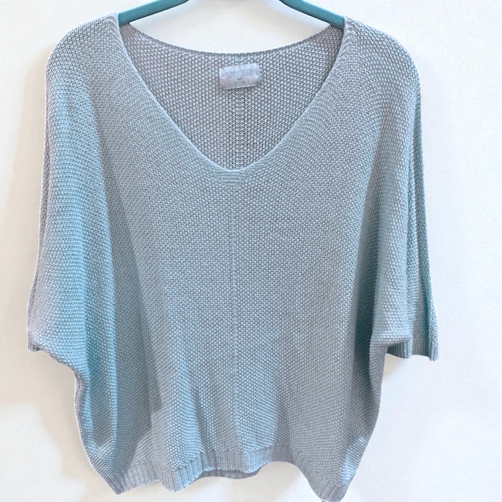 Sunny Studio - Soft Blue Women's Scoop Neck Sweater